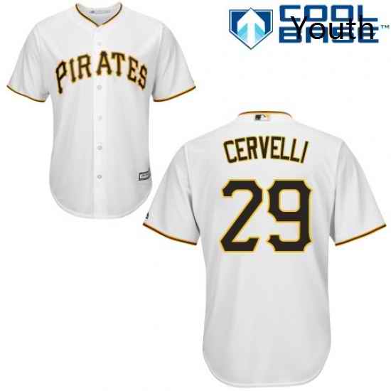 Youth Majestic Pittsburgh Pirates 29 Francisco Cervelli Authentic White Home Cool Base MLB Jersey